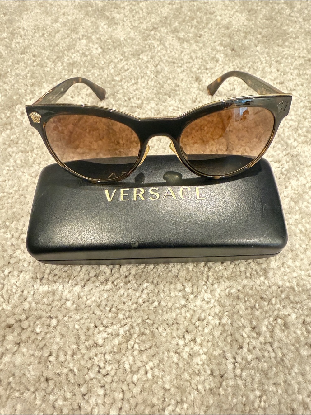 Versace Brown Tortoiseshell Cat-Eye Sunglasses